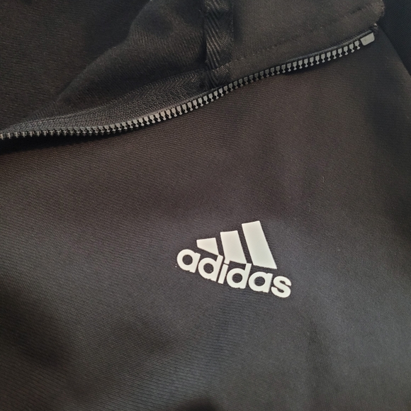 Adidas Jacket  Athletic Zip-Up Size XL  Black With white Stripes - Picture 5 of 6